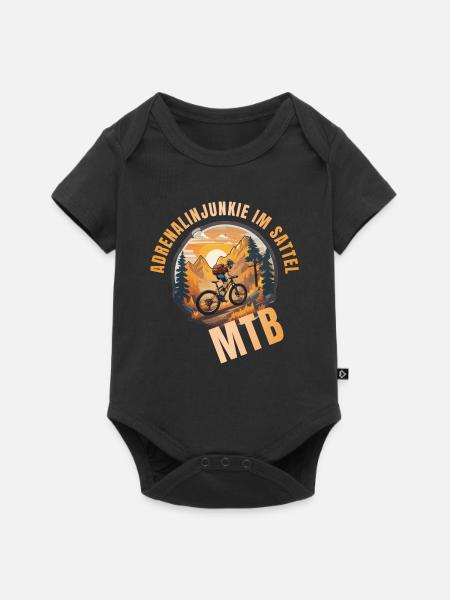 Adrenalinjunkie im Sattel - Baby Premium Kurzarmbody - Schwarz