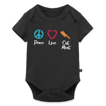 Paix, amour, couper la chair - Body à manches courtes Premium Bébé - noir - Devant
