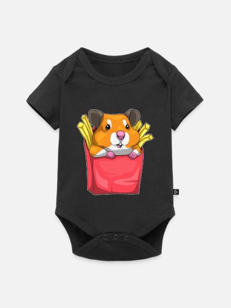 Hamster Pommes frites - Baby Premium Kurzarmbody - Schwarz