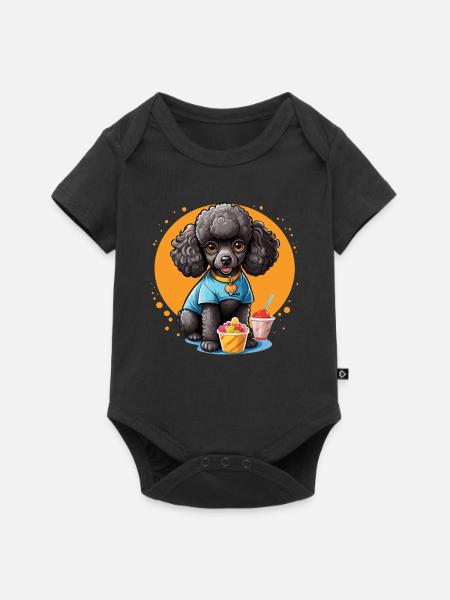 Schwarzer Pudel beim Dessert - Baby Premium Kurzarmbody - Schwarz