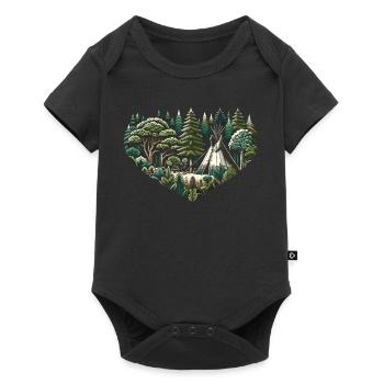 Vivre près de la nature avec une tente tipi en forêt - Body à manches courtes Premium Bébé - noir - Devant