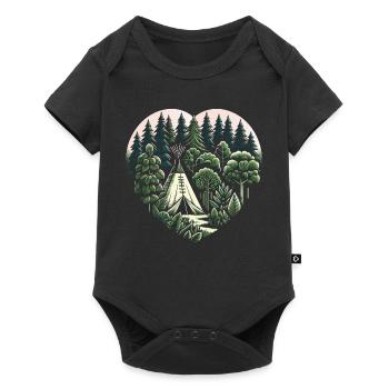 Vivre près de la nature avec une tente tipi en forêt - Body à manches courtes Premium Bébé - noir - Devant