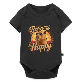 Capybara - Born to be happy - Baby Premium short-sleeve bodysuit - black - Front