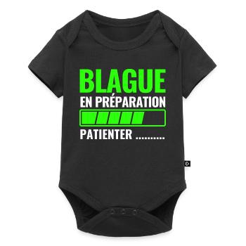 blague en préparation - Body à manches courtes Premium Bébé - noir - Devant