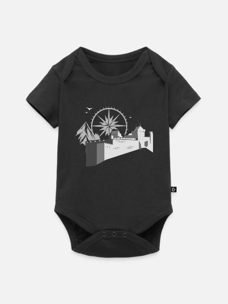 Burg mit Kompass - Baby Premium Kurzarmbody - Schwarz