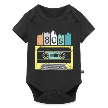 80s cassette retro vintage music icon graphic - Baby Premium short-sleeve bodysuit - black - Front