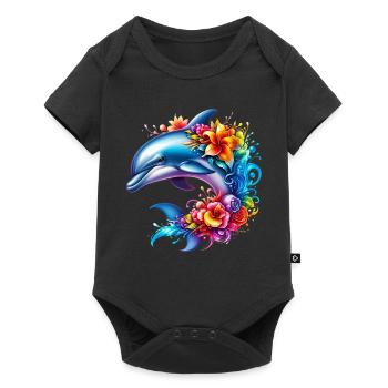 Delfin - Baby Premium Kurzarmbody - Schwarz - Vorne
