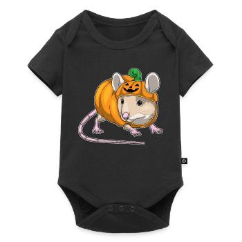 Mouse Halloween Pumpkin - Baby Premium short-sleeve bodysuit - black - Front