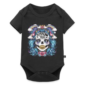 Squelette coloré avec un dicton sarcastique - Body à manches courtes Premium Bébé - noir - Devant