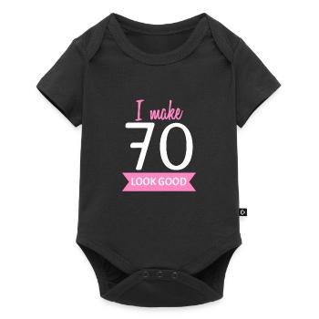 70 Jahre Oma Spruch - Baby Premium Kurzarmbody - Schwarz - Vorne