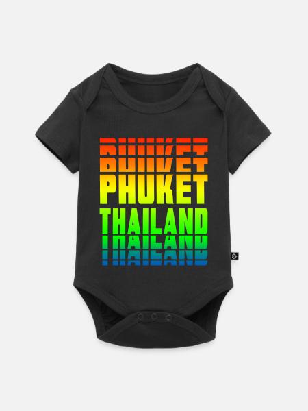 Phuket Thailand Regenbogen Design - Baby Premium Kurzarmbody - Schwarz