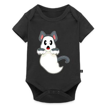 Katze Halloween Geist - Baby Premium Kurzarmbody - Schwarz - Vorne