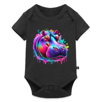 Hippopotamus - Baby Premium short-sleeve bodysuit - black - Front