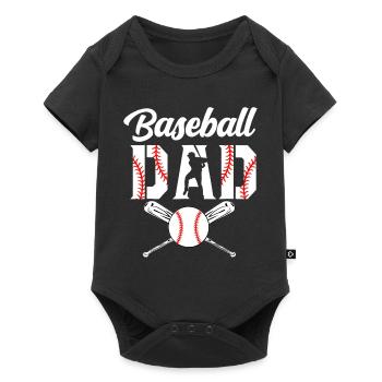 Baseball Papa Emblem T-Shirt - Baby Premium Kurzarmbody - Schwarz - Vorne
