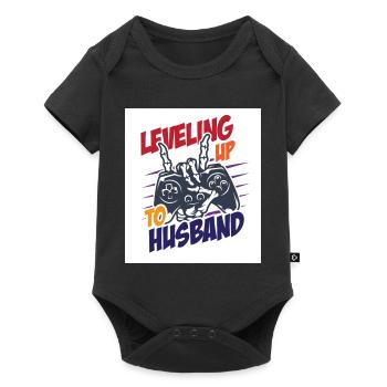 Funny leveling upto husband shirt |New Husband | - Baby Premium Kurzarmbody - Schwarz - Vorne