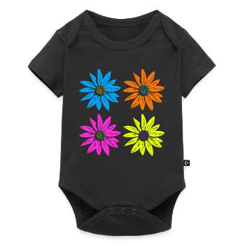 Pop Art Floral Quatre Couleurs - Body à manches courtes Premium Bébé - noir - Devant