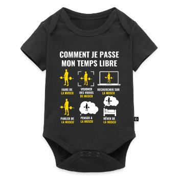 HOW I SPEND MY FREE TIME - strength training - Baby Premium short-sleeve bodysuit - black - Front