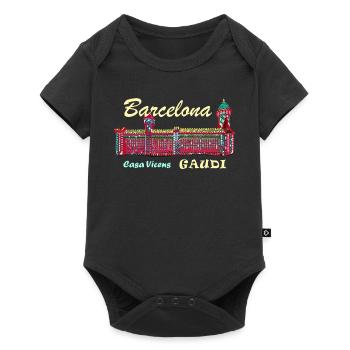 Barcelona, A. Gaudí, Casa Vicens, Spanien - Baby Premium Kurzarmbody - Schwarz - Vorne
