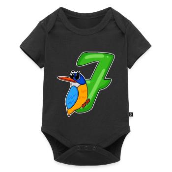 Motif Oiseau 7ème Anniversaire - 7 ans - Body à manches courtes Premium Bébé - noir - Devant