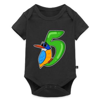 5. Geburtstag Motiv Vogel - 5 jahre - Baby Premium Kurzarmbody - Schwarz - Vorne