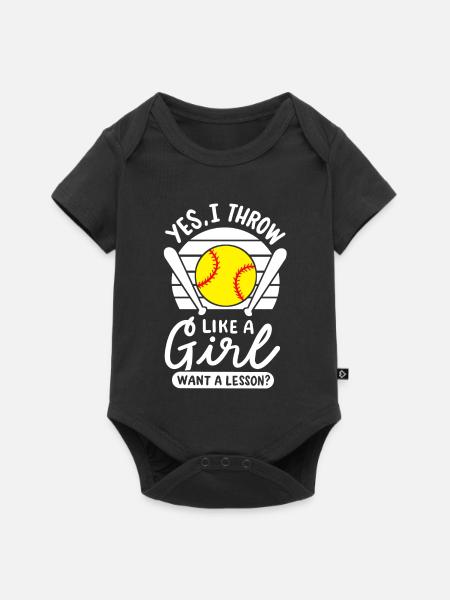 Softball Softball-Spieler - Baby Premium Kurzarmbody - Schwarz