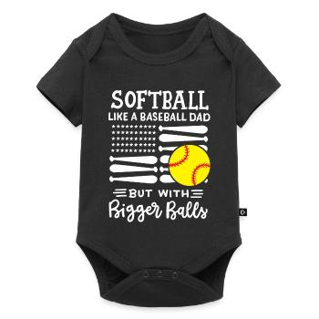 Softball Softball Papa - Baby Premium Kurzarmbody - Schwarz - Vorne