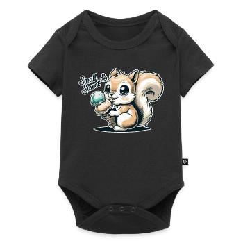 Cute cartoon squirrel with ice cream - Baby Premium short-sleeve bodysuit - black - Front