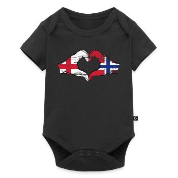Angleterre Norvège drapeau mains forme coeur utilisé - Body à manches courtes Premium Bébé - noir - Devant