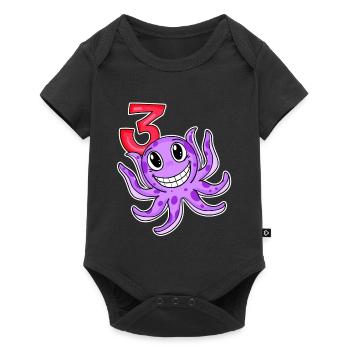 Motif 3ème anniversaire Octopus - Trois ans - Body à manches courtes Premium Bébé - noir - Devant
