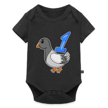 1 an - Inscription à l’école - Motif colombe - Numéro 1 - Body à manches courtes Premium Bébé - noir - Devant