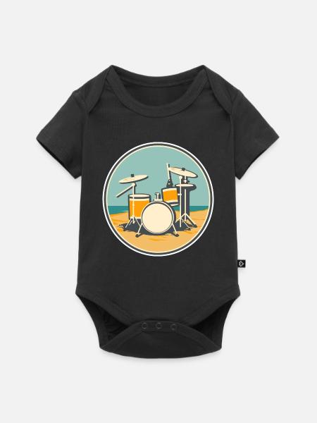 Drum Set Illustration - Baby Premium Kurzarmbody - Schwarz