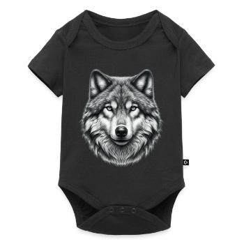 Wolf - Baby Premium Kurzarmbody - Schwarz - Vorne
