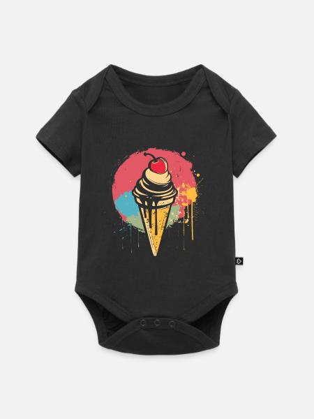 Eiswaffel Graffiti - Baby Premium Kurzarmbody - Schwarz