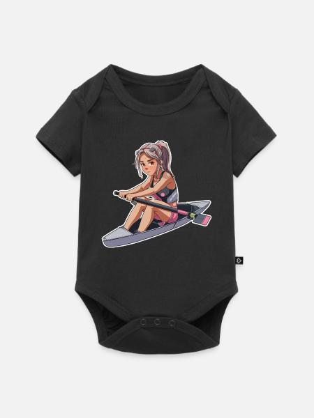 Ruderer Mädchen Grafik - Baby Premium Kurzarmbody - Schwarz