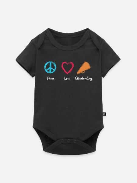 Frieden Liebe Cheerleading - Baby Premium Kurzarmbody - Schwarz