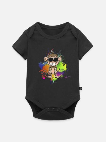 Bunter-Sommer-Affe - Baby Premium Kurzarmbody - Schwarz