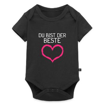 Du bist der Beste Herz Geschenk - Baby Premium Kurzarmbody - Schwarz - Vorne