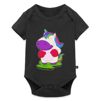 Einhorn Boxer Boxhandschuhe Boxen - Baby Premium Kurzarmbody - Schwarz - Vorne