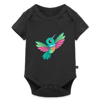 Hummingbird Cute Mascot Cartoon Character Kawaii - Baby Premium short-sleeve bodysuit - black - Front