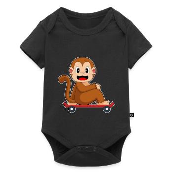 Monkey Skater Skateboard - Baby Premium short-sleeve bodysuit - black - Front