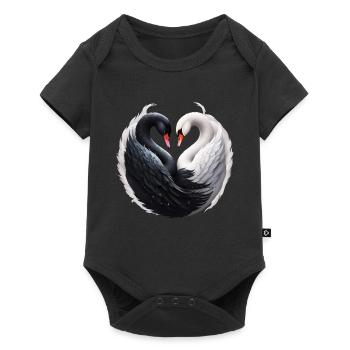 Des cygnes élégants formant un cœur ensemble. - Body à manches courtes Premium Bébé - noir - Devant