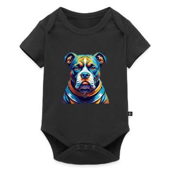 Bouledogue américain race coloré dessin animé Kawaii - Body à manches courtes Premium Bébé - noir - Devant