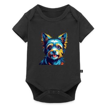 Biewer Terrier Dog Breed Colorful Cartoon Kawaii - Baby Premium short-sleeve bodysuit - black - Front