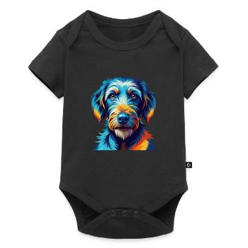 Bedlington Terrier Chien Race Dessin animé Kawaii - Body à manches courtes Premium Bébé - noir - Devant