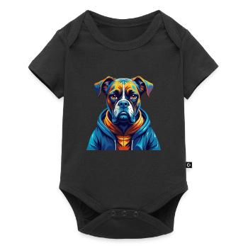 Boxer Hund Rasse Buntes Aquarell Karikatur Kawaii - Baby Premium Kurzarmbody - Schwarz - Vorne