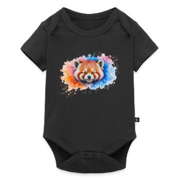 Watercolor Red Panda Splash - Baby Premium short-sleeve bodysuit - black - Front
