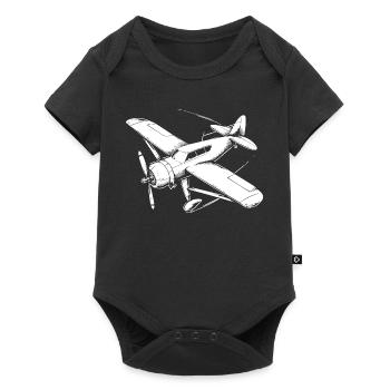 Propeller Plane Drawing - Baby Premium short-sleeve bodysuit - black - Front