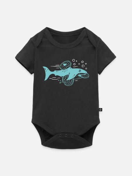 Donut Hai - Baby Premium Kurzarmbody - Schwarz