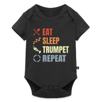 Mangez la trompette du sommeil Répéter - Body à manches courtes Premium Bébé - noir - Devant