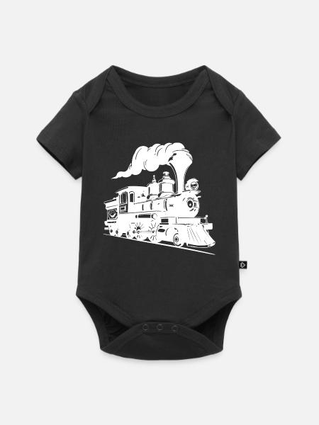 Dampflokomotive Grafik - Baby Premium Kurzarmbody - Schwarz